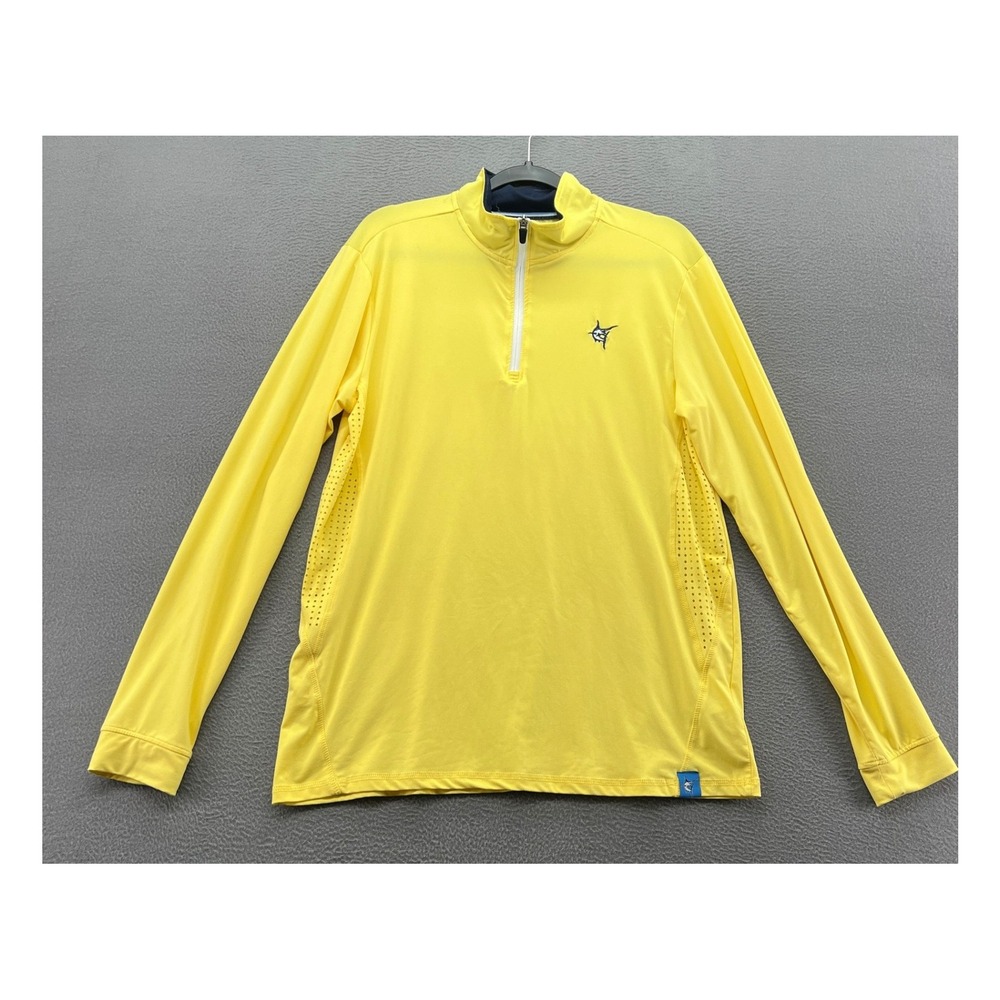 White Water Pullover Mens Quarter Zip Yellow Performance Marlin Logo Size L